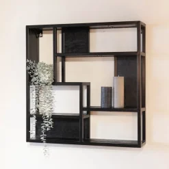 Orianna wandrek industrieel mangohout vierkant zwart 70cm