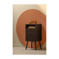 Ozzy Nachtkastje Hoog Hout Zwart 36cm