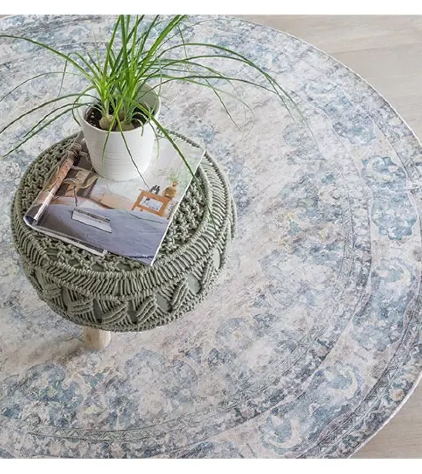 Parandis vloerkleed vintage rond blauw