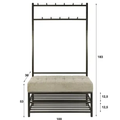 Patrick Garderobebank 11 haken brons 100cm