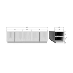 Pencil TV Meubel Dennenhout Mist 180cm