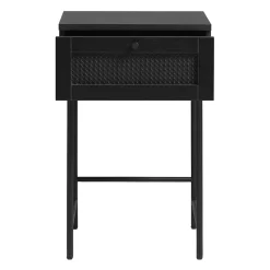 Pernille bijzettafel zwart melamine rotan 45cm