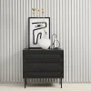 Pernille dressoir zwart melamine rotan 80cm