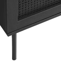 Pernille dressoir zwart melamine rotan 80cm