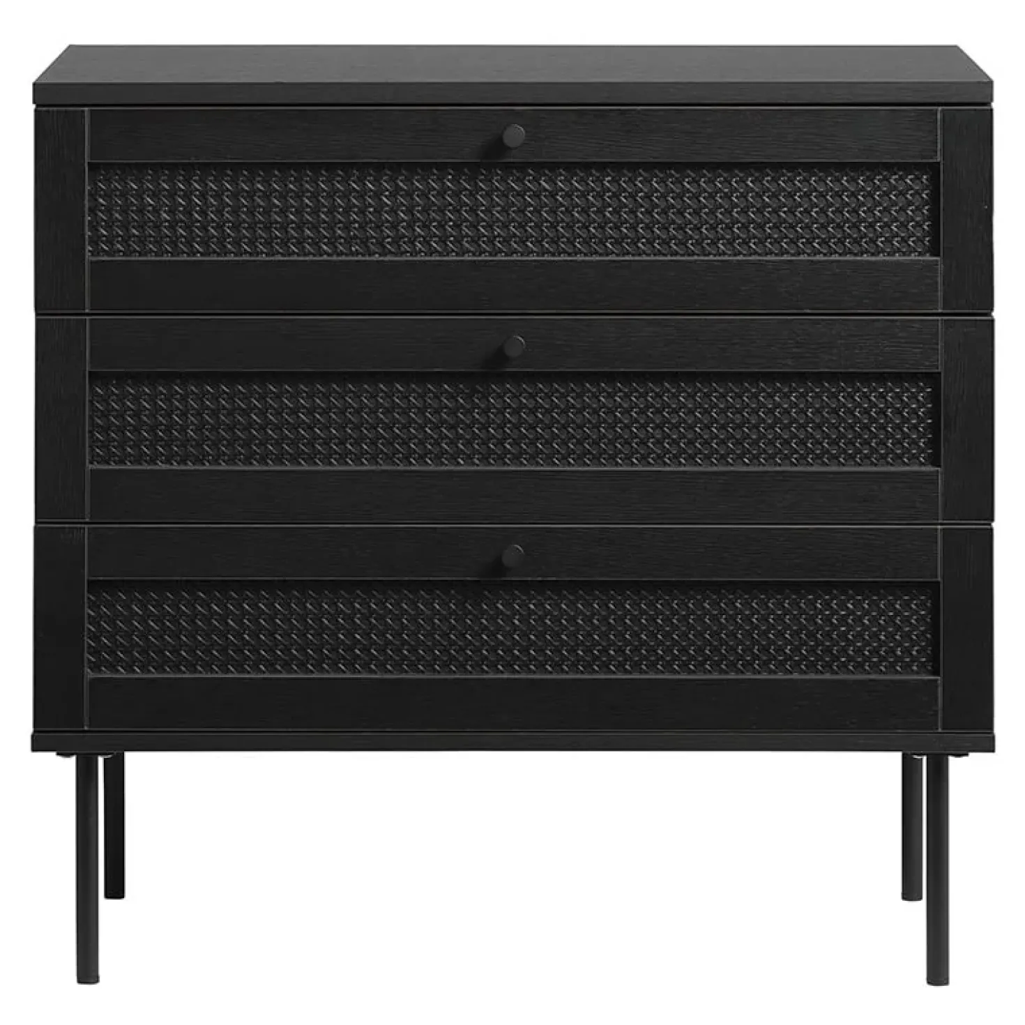 Pernille dressoir zwart melamine rotan 80cm