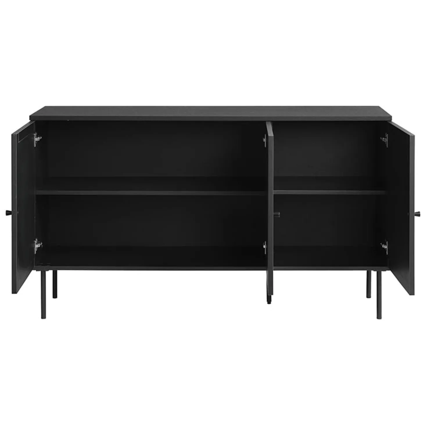 Pernille dressoir zwart melamine rotan 140cm
