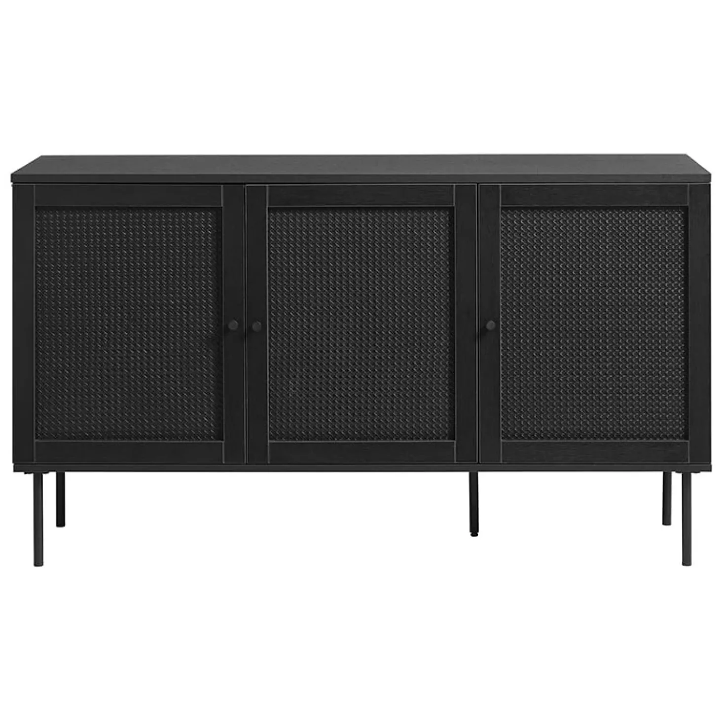 Pernille dressoir zwart melamine rotan 140cm