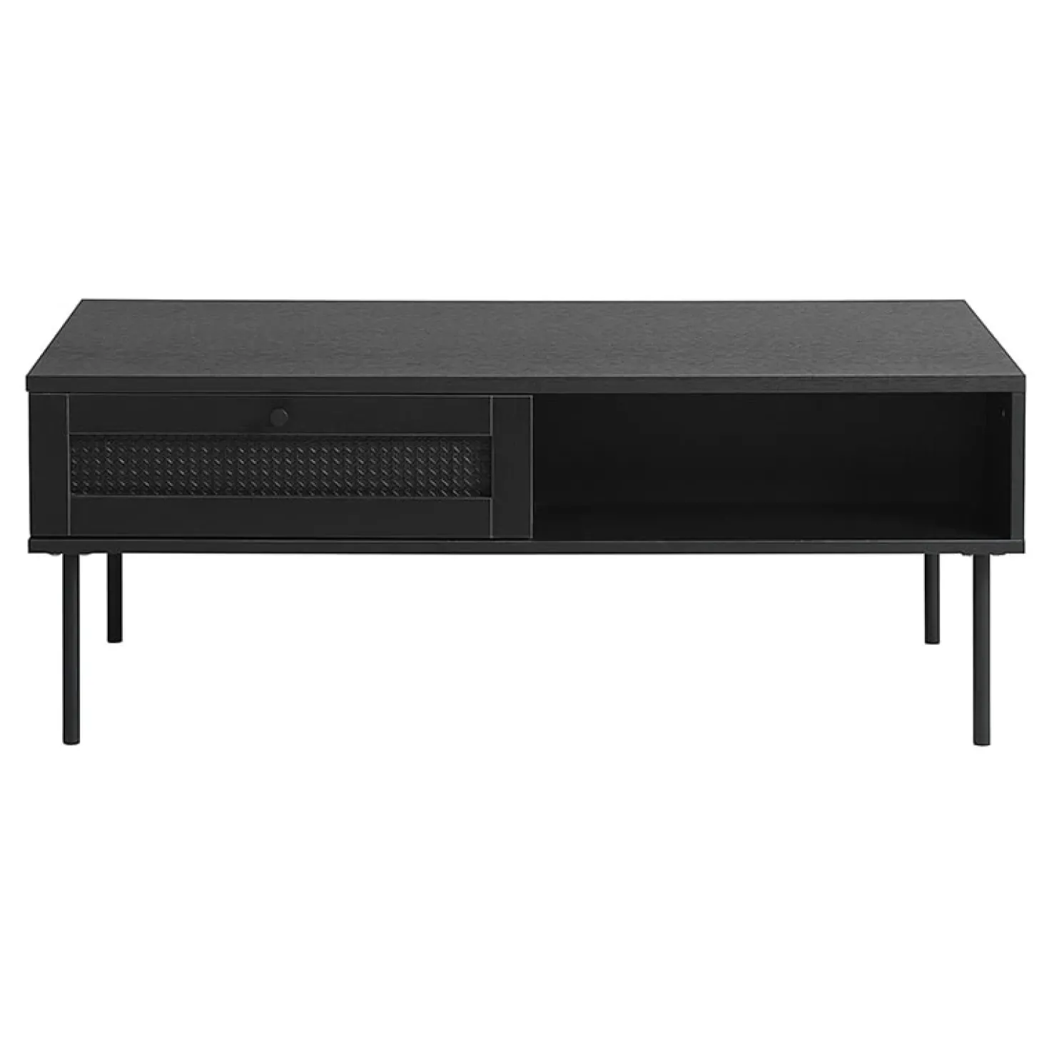 Pernille salontafel zwart melamine rotan 110cm