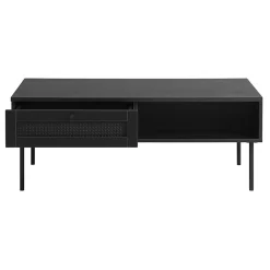 Pernille salontafel zwart melamine rotan 110cm