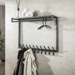 Phoebe Kapstok 20 haaks hoog Antraciet melamine 100cm