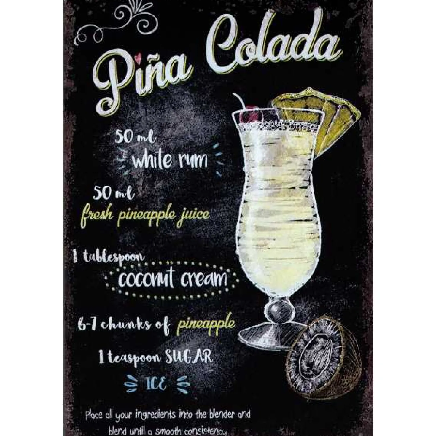 Pina Colada - metalen bord