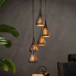 Pinch Hanglamp 5-lichts getrapt Zwart bruin