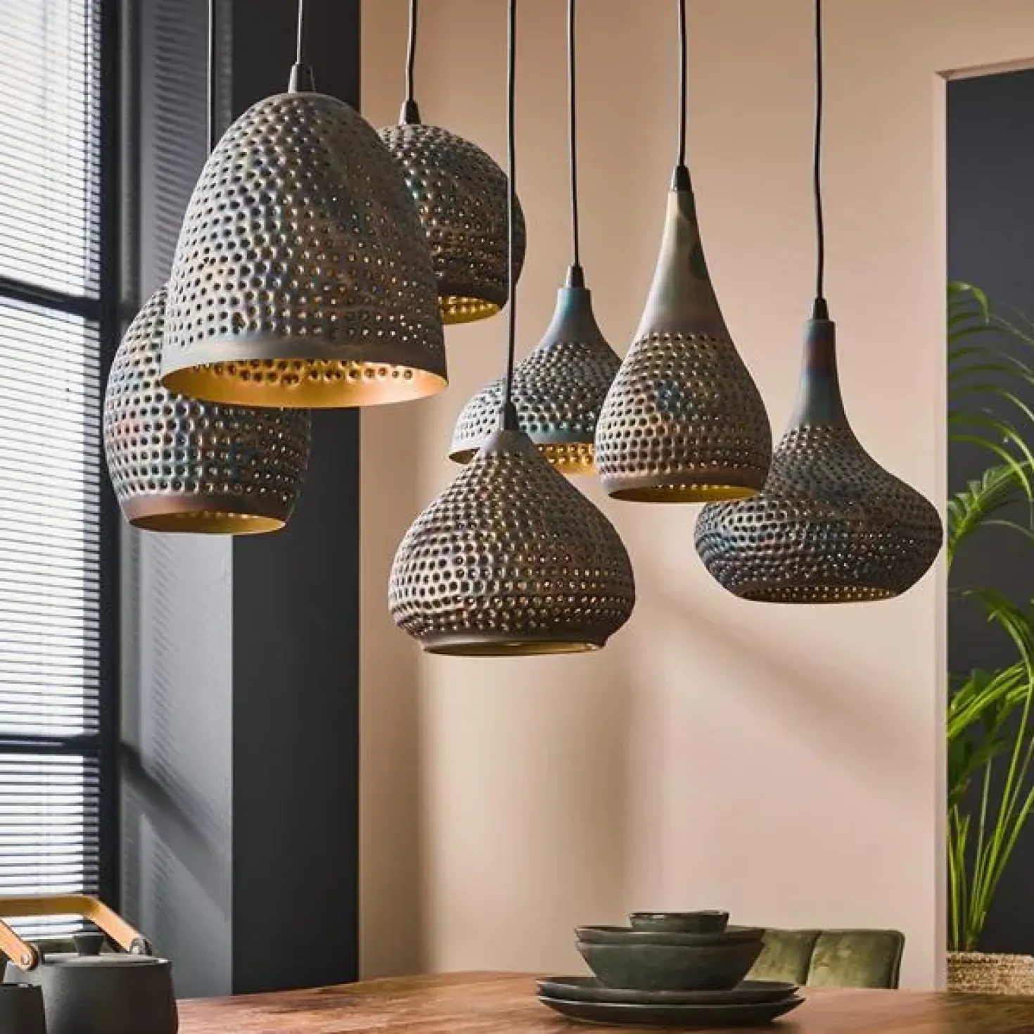 Pinch Hanglamp 7-lichts Zwart bruin
