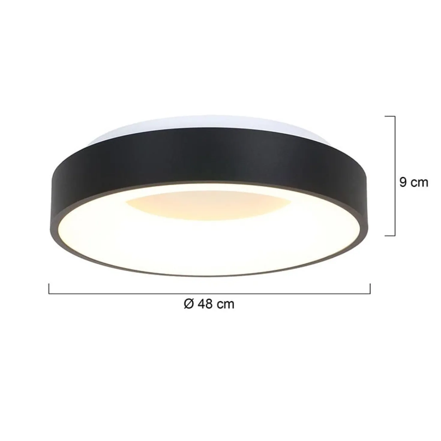 Plafonniere Ringlede zwart large 48cm