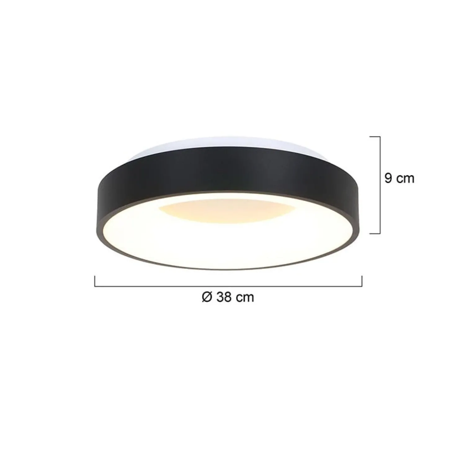 Plafonniere Ringlede zwart medium 38cm