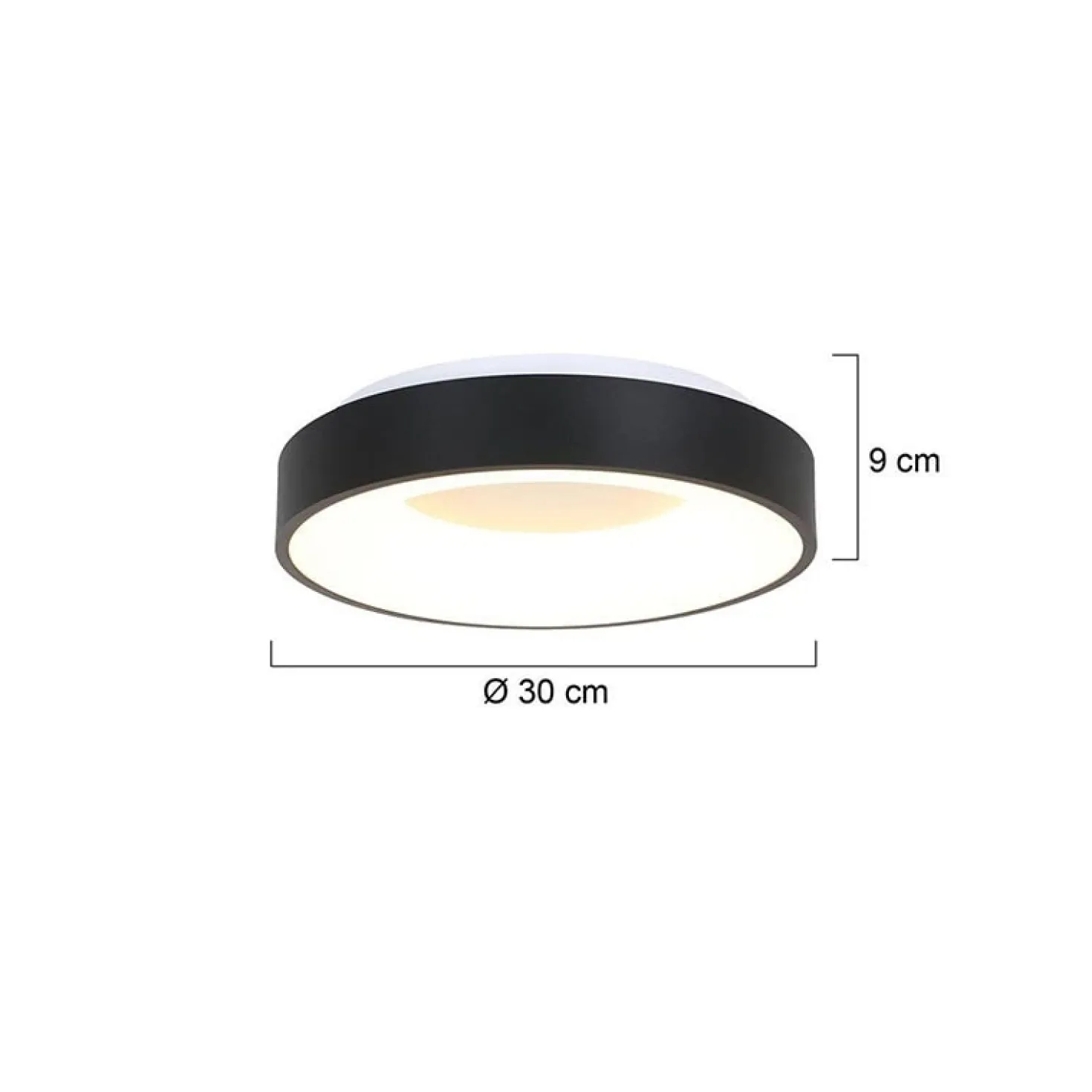 Plafonniere Ringlede zwart small 30cm