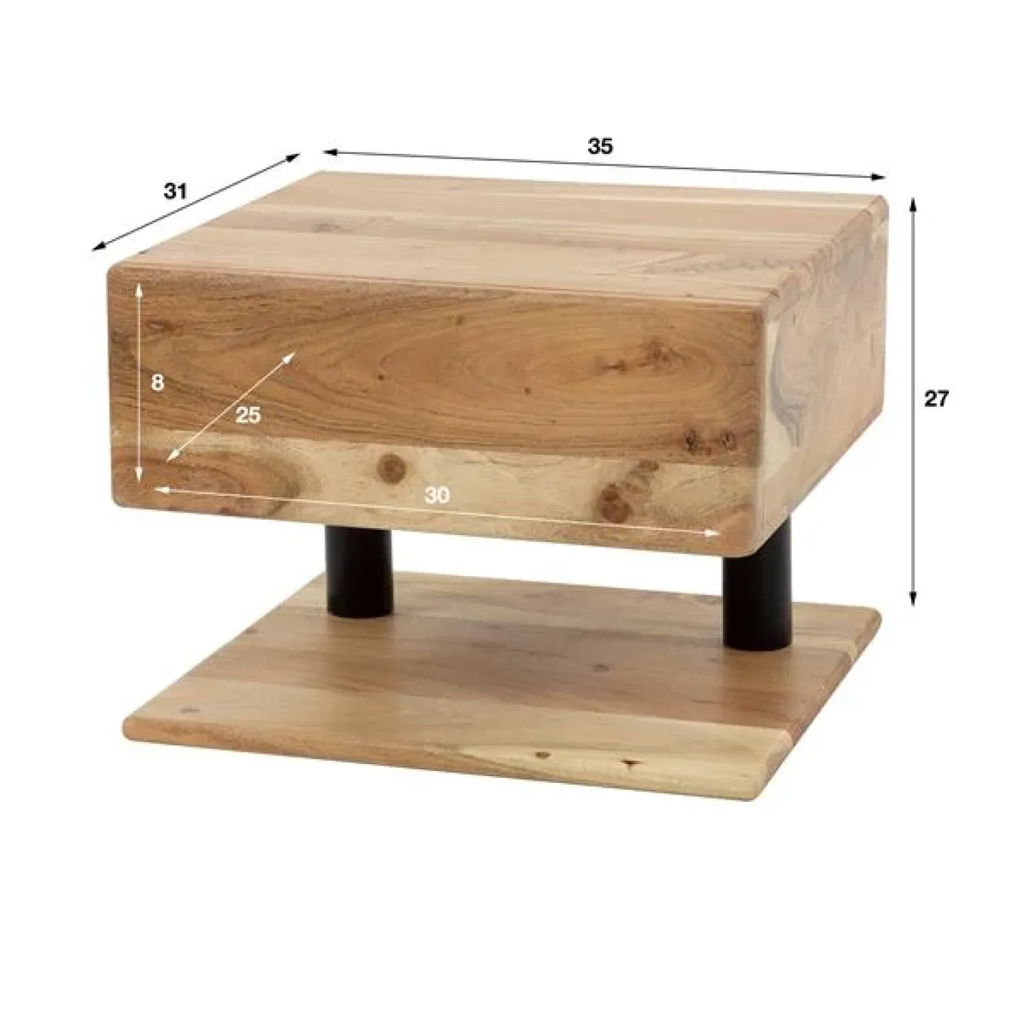 Plateau houten nachtkastje zwevend 35cm