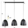 Quinn 3-lichts Hanglamp geperforeerd Charcoal