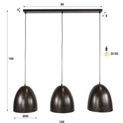 Quinn 3-lichts Hanglamp Geperforeerd Bruin