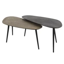 Rania Salontafel set van 2 organisch antiek brons / zwart