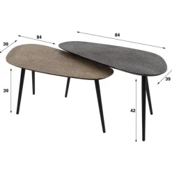 Rania Salontafel set van 2 organisch antiek brons / zwart
