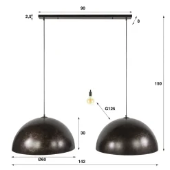 Raven 2-lichts Hanglamp Bruin