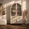 Raya Vitrinekast rond Beige metaal 120cm