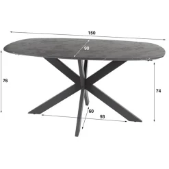 Reggy Eetkamertafel deens ovaal 150cm