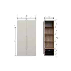 Rens 2-Deurs Kledingkast Pebble Grey 110cm