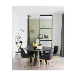 Rhonda XL Eettafel rond Eiken Blacknight 150cm