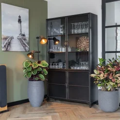 Romy vitrinekast industrieel zwart 120cm