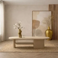 Rona Salontafel dicht Beige mangohout 130cm