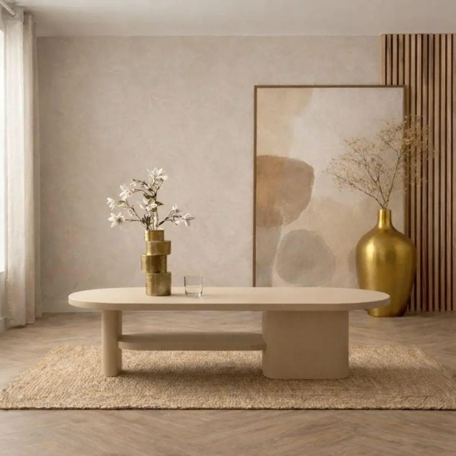 Rona Salontafel dicht Beige mangohout 130cm