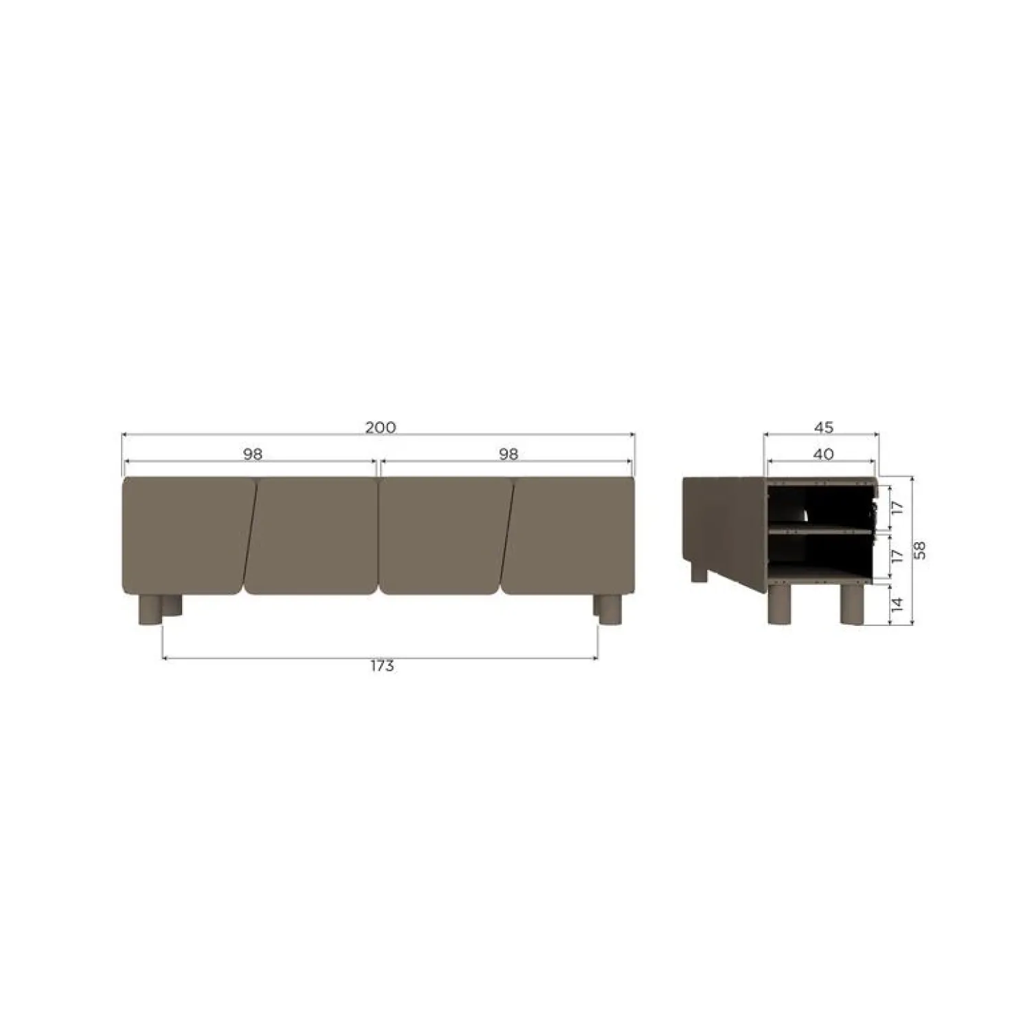 Root Tv meubel Truffel bruin 200cm