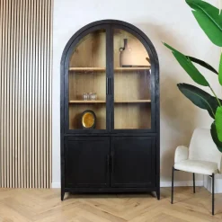 Rotondi vitrinekast 4 deurs zwart 120cm