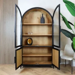 Rotondi vitrinekast 4 deurs zwart 120cm