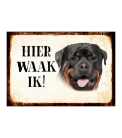 Rottweiler, hier waak ik - metalen bord