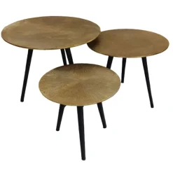 Ryan salontafel set van 3 industrieel goud