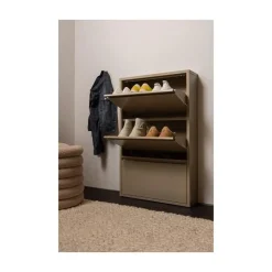 Sabine 3-Vaks Schoenenkast Metaal Zand 66cm
