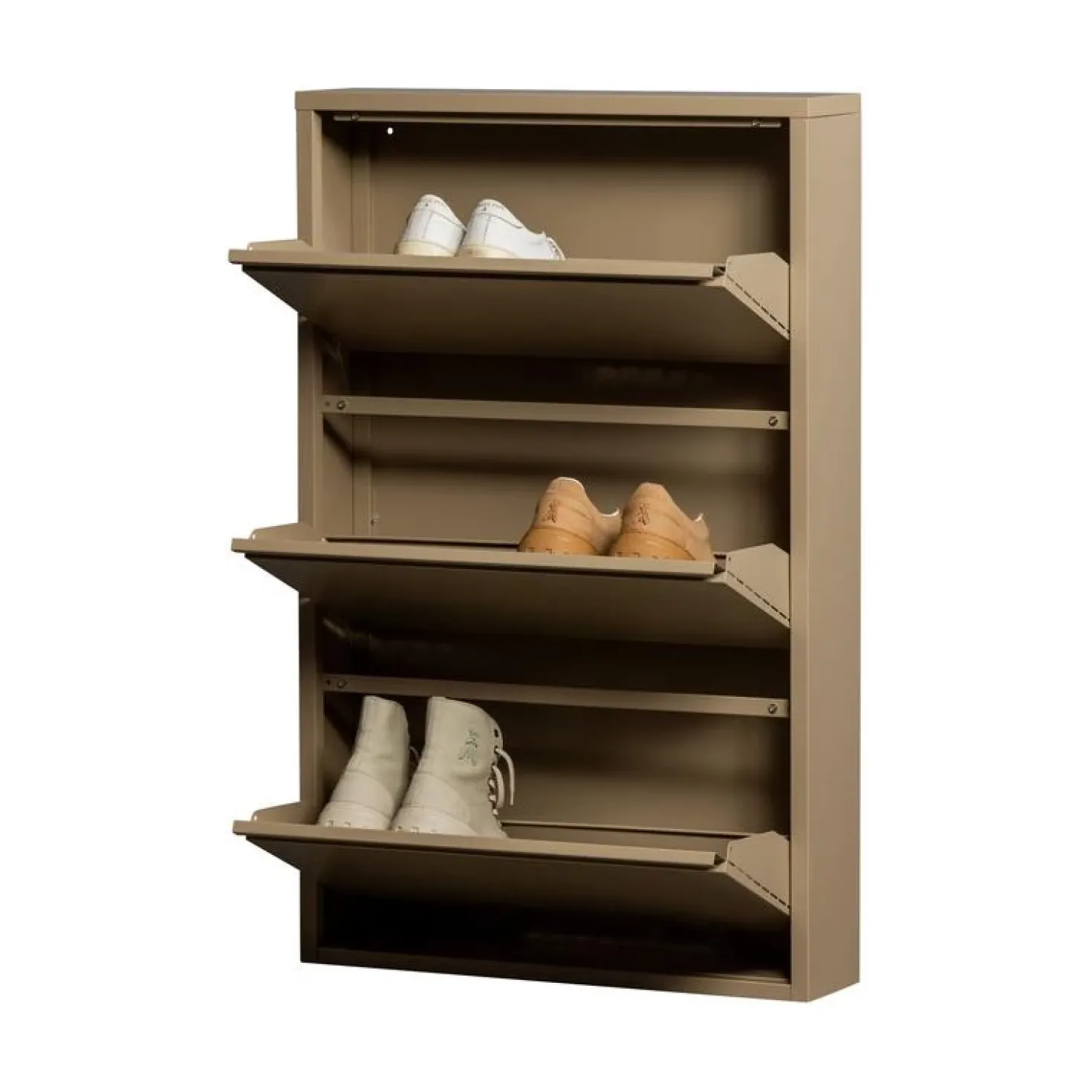 Sabine 3-Vaks Schoenenkast Metaal Zand 66cm