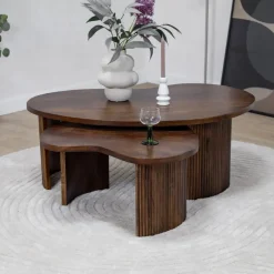 Salontafel Asger set van 2 walnoot 110/70cm
