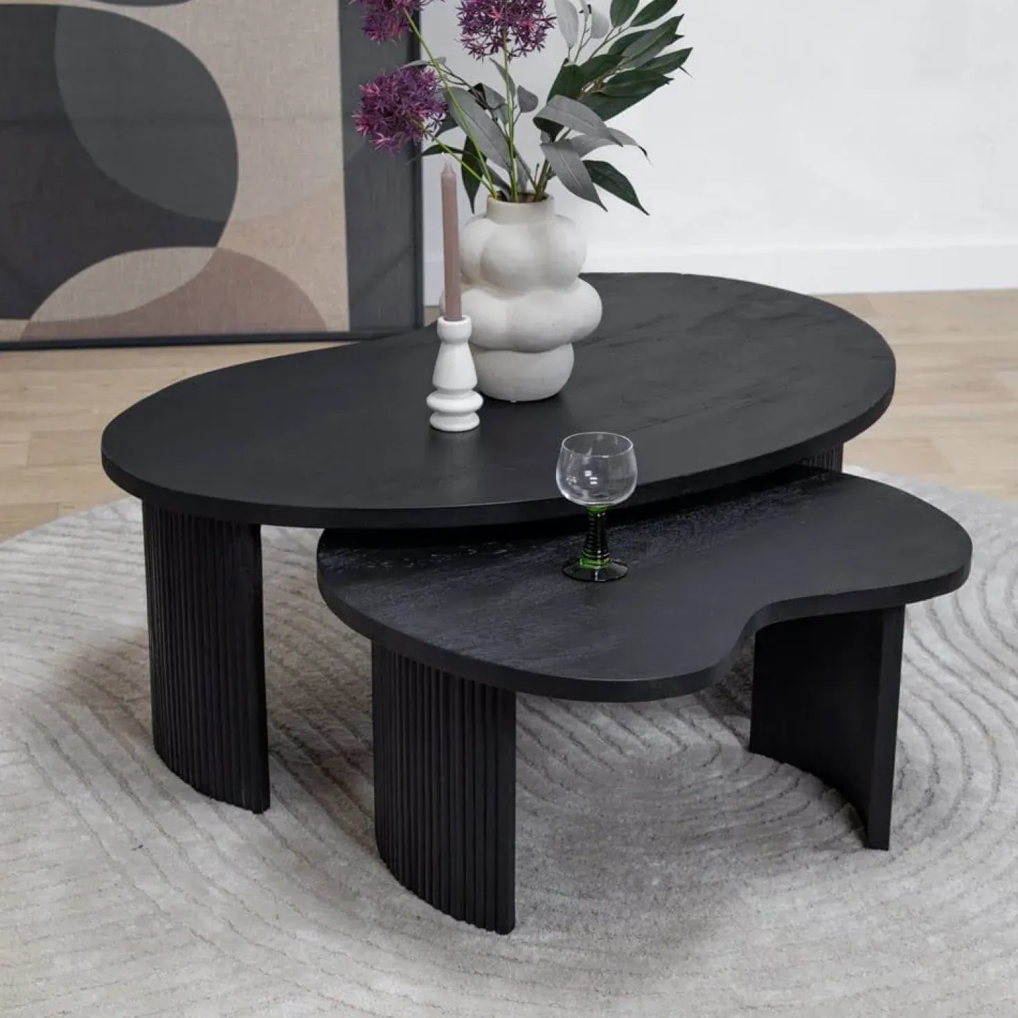 Salontafel Asger set van 2 zwart 110/70cm