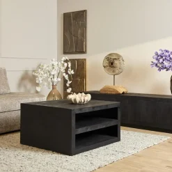 Salontafel Dortmund mangohout zwart 80cm