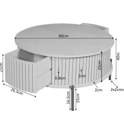 Salontafel Martin Walnoot Rond 80cm