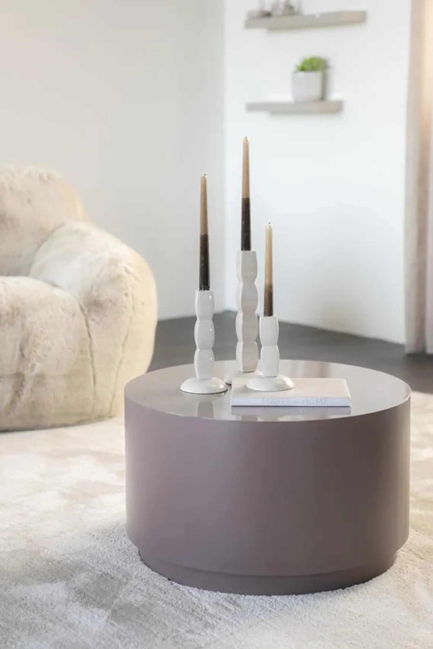 Salontafel Mesita rond Donkertaupe 60cm