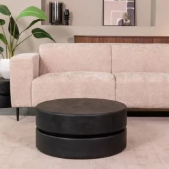Salontafel Milly Zwart Mangohout 70cm Rond