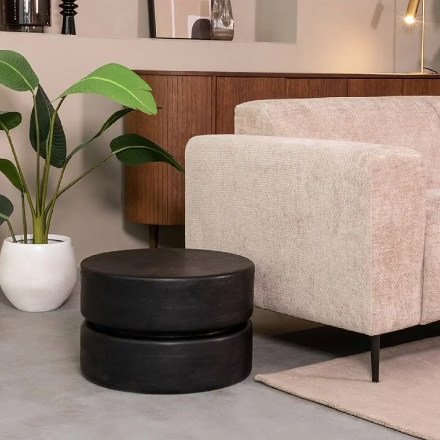 Salontafel Milly Zwart Mangohout 50cm