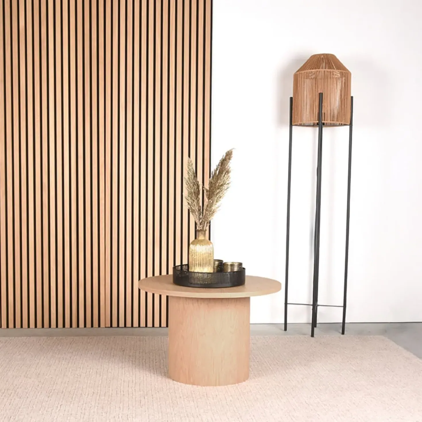 Salontafel Oliva hoog Naturel Eikenhout rond 60cm