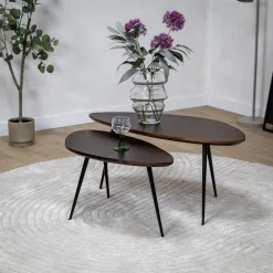 Salontafel Rosa set van 2 walnoot 90/70cm