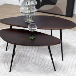 Salontafel Rosa set van 2 walnoot 90/70cm